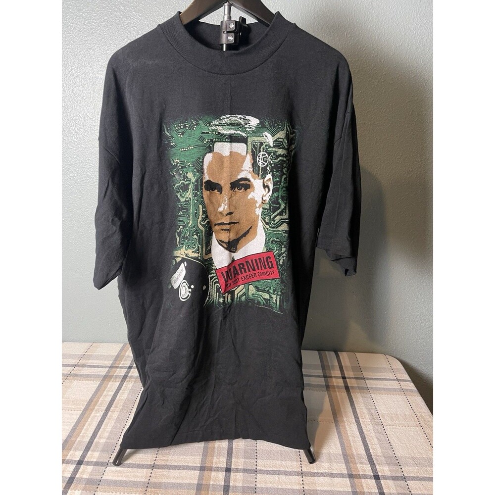 Vintage 1995 Johnny Mnemonic Movie Promo T Shirt XL Keanu Reeves Single Stitch